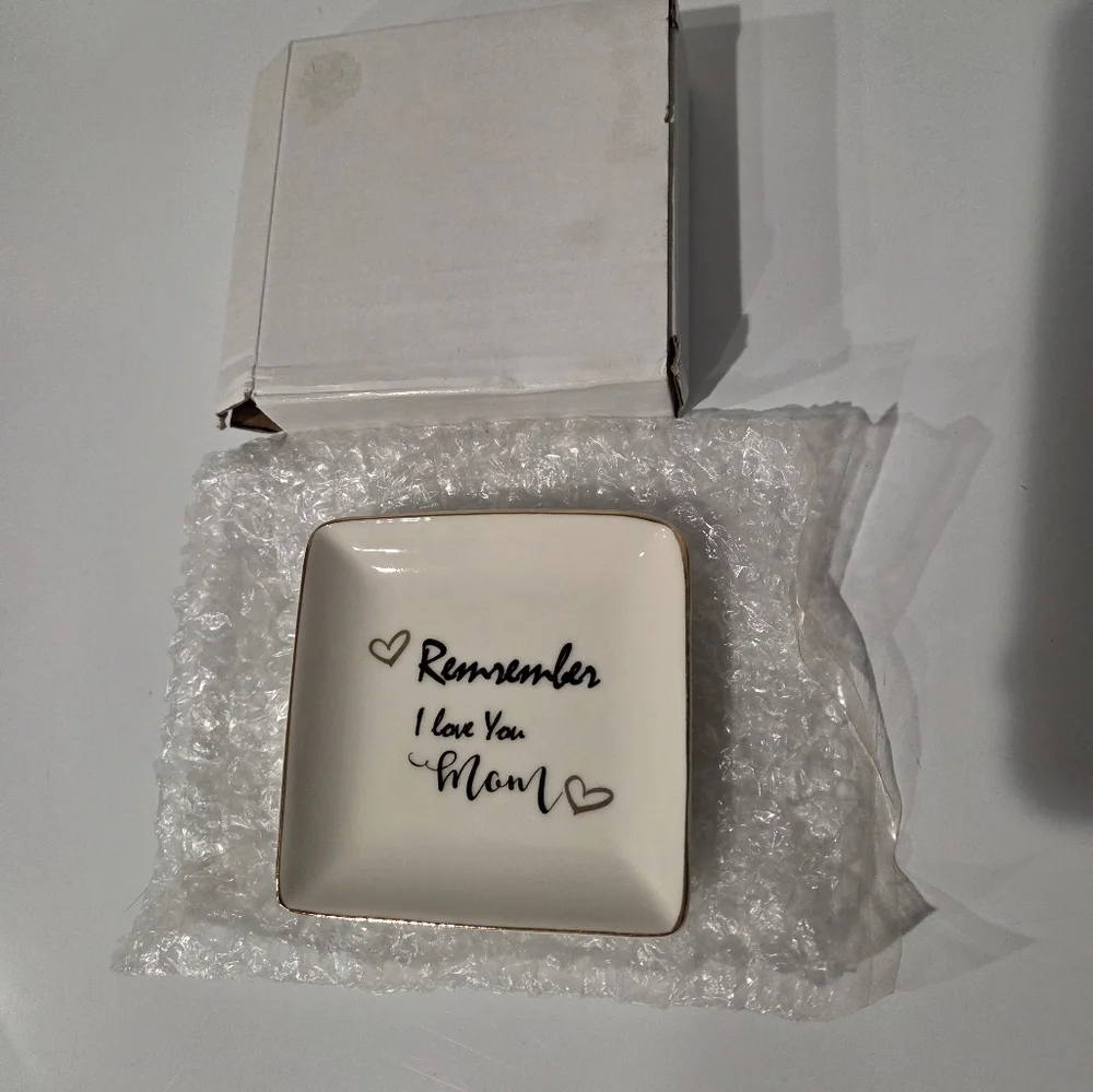 Ceramic Jewelry Dish with Gold Trim